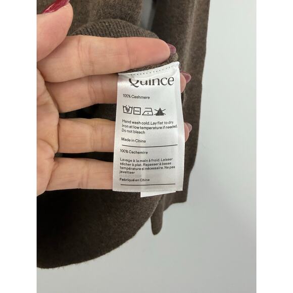 Quince 100% Mongolian Cashmere Full Zip Hoodie Brown Large Soft Luxe Knit - Picture 9 of 9